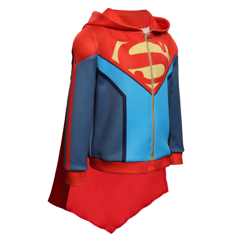 Kids Children Batman and Superman: Battle of the Super Sons-Superman Cosplay Costume Hoodie Outfits