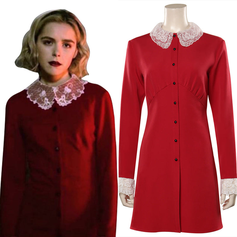 Chilling Adventures of Sabrina Season4-Sabrina Spellman Cosplay Costume Red Dress Outfits