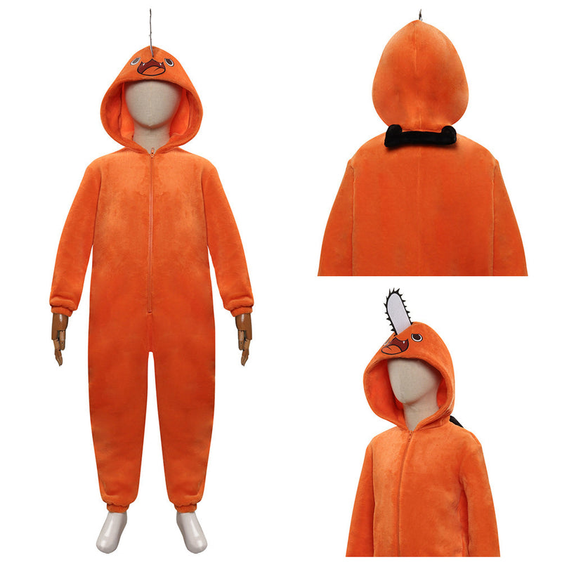 Kids Chainsaw Man-Pochita Cosplay Costume Jumpsuit Pajamas Sleepwear Halloween Carnival Suit