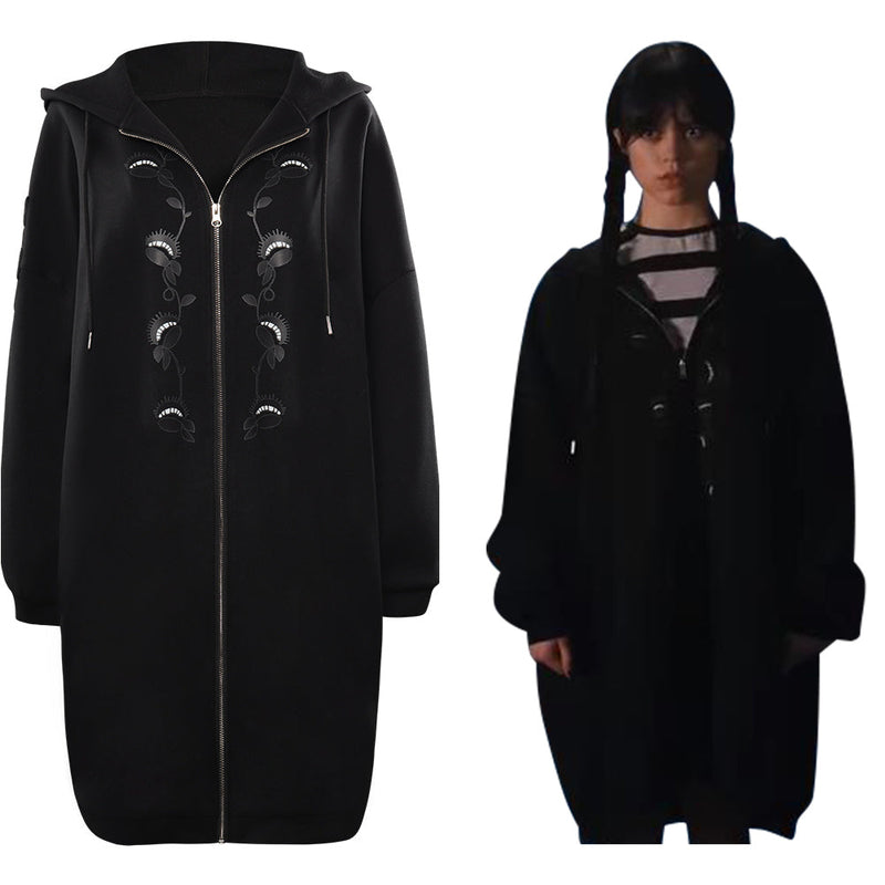 Wednesday (2022) Wednesday Addams Black Coat Cosplay Costume Long Coat Outfits