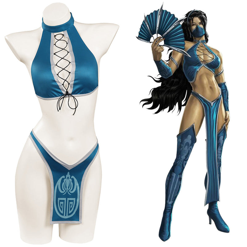 Mortal Kombat Kitana Sexy Bikini Swimsuit Cosplay Costume