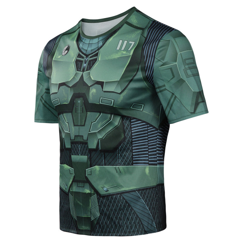 Halo Season 1 Master Chief John 117 Cosplay Costume Short Sleeve 3D Print T-shirt