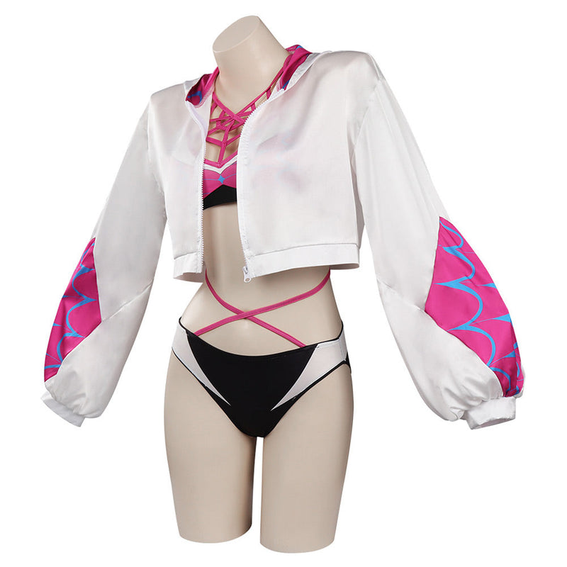 Spider-Man: Across The Spider-Verse Gwen Stacy Cosplay CostumeTop Shorts Cloak Swimsuit Outfits Halloween Carnival Suit