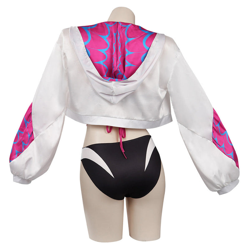 Spider-Man: Across The Spider-Verse Gwen Stacy Cosplay CostumeTop Shorts Cloak Swimsuit Outfits Halloween Carnival Suit