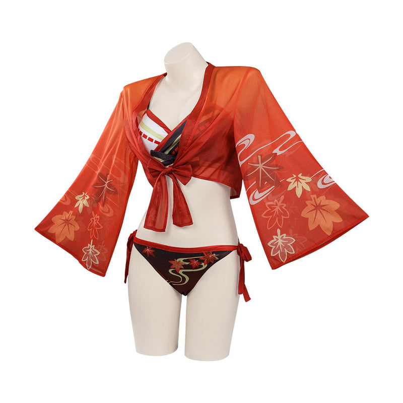 Genshin Impact Kaedehara Kazuha Original Design Swimsuit Cosplay Costume Top Shorts Cloak Outfits
