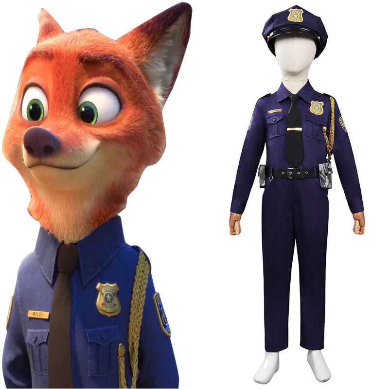 Kids Children 2022 Zootopia 2 Nick Cosplay Costume Police Uniform Outfits Halloween Carnival Suit