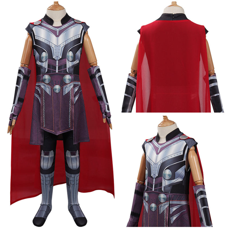 Kids Children Thor: Love and Thunder Thor Cosplay Costume Jumpsuit Cloak Outfits Halloween Carnival Suit