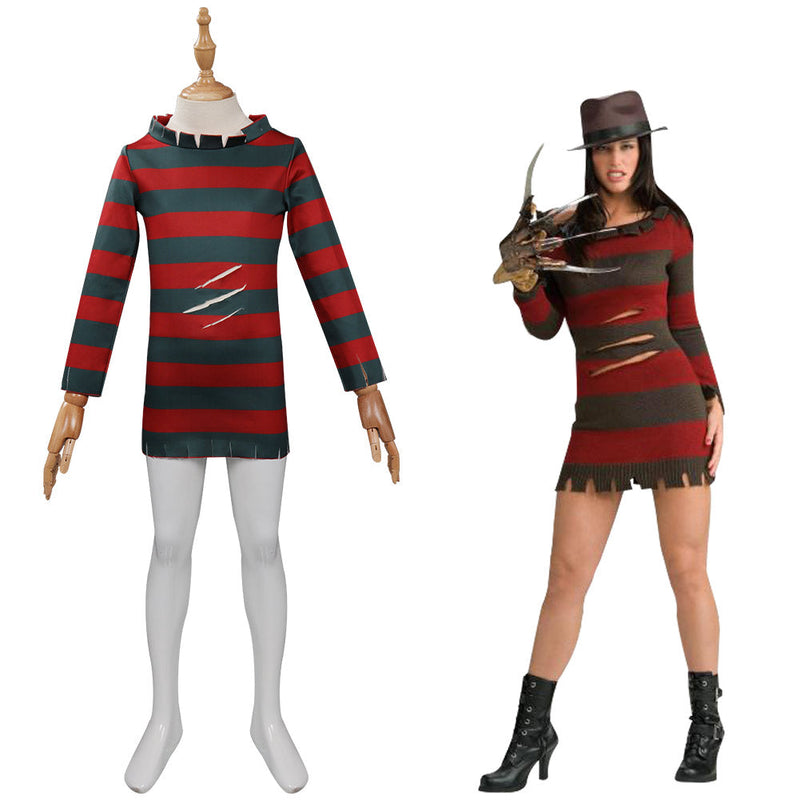 Kids Children A Nightmare On Elm Street：Freddy Krueger Cosplay Costume Girls Dress Outfits Halloween Carnival Costume