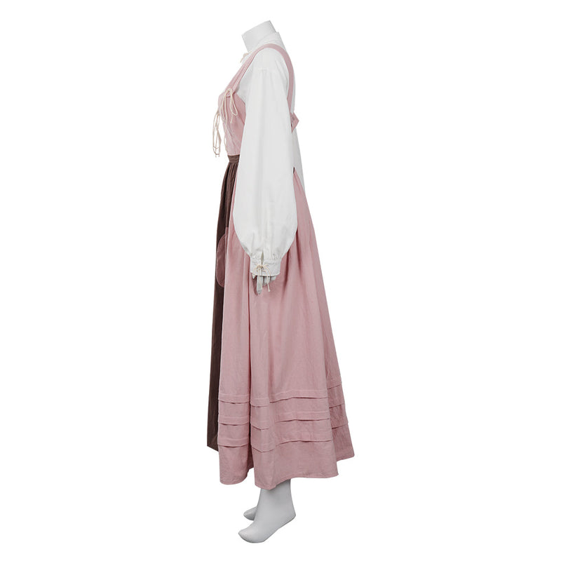 Women Medieval Dress Vintage Renaissance Cosplay Costume Tie Up Dress Halloween Carnival Suit