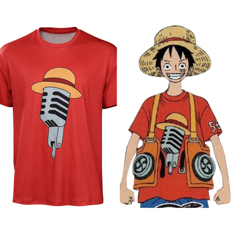 One Piece Movie Red Luffy Cosplay T-shirt Men Women Summer Short Sleeve Shirt