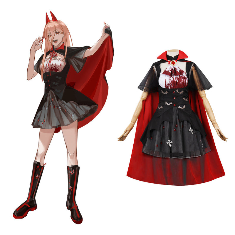 Chainsaw Man Power Cosplay Costume Vampire Maid Dress Cloak Outfits Halloween Carnival Suit