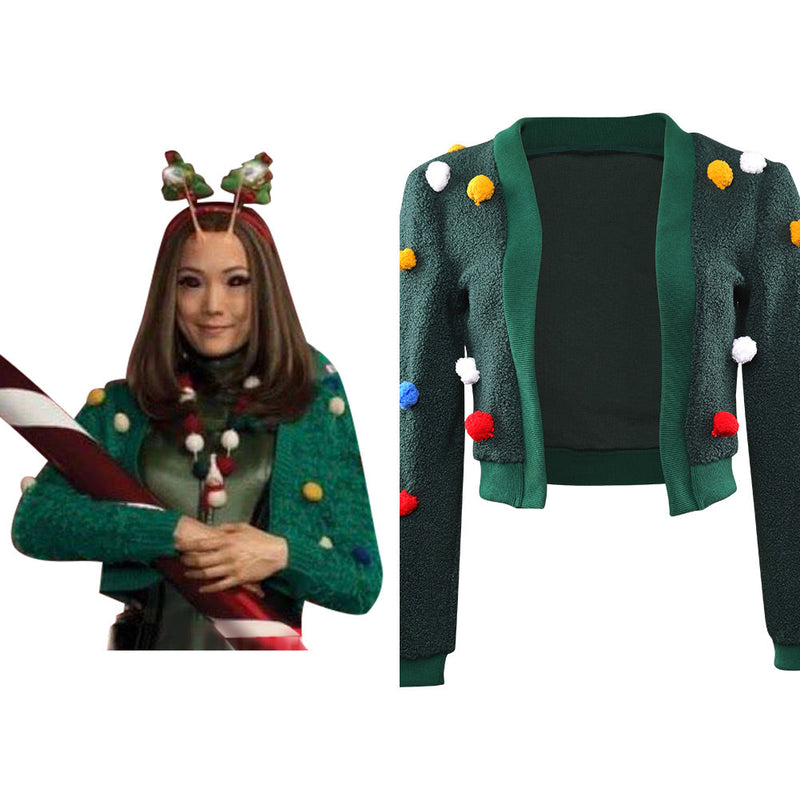 The Guardians of the Galaxy Holiday Special Mantis Cosplay Costume Knitted Cardigan Christmax Costume
