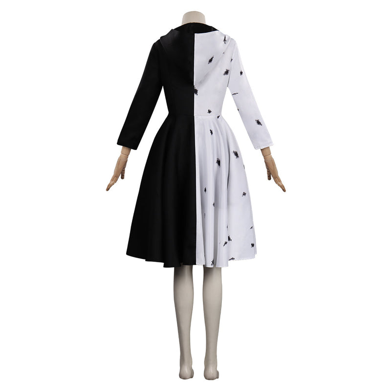 Cruella Dress Outfits Halloween Carnival Suit Cosplay Costume