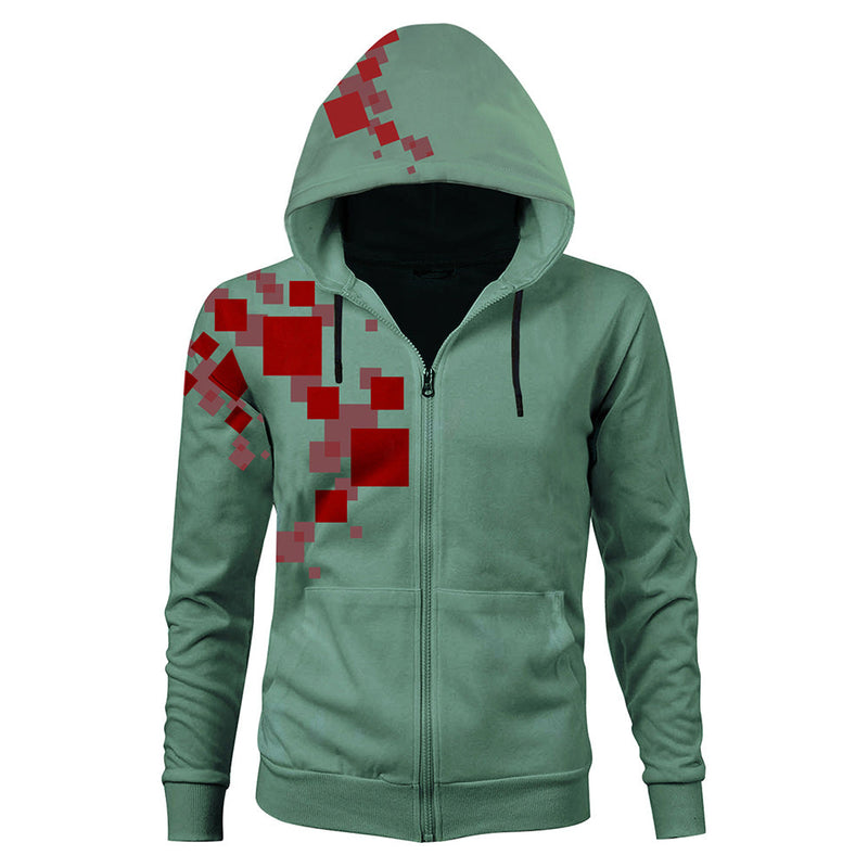 Unisex Komaeda Nagito Cosplay Hoodies Super Danganronpa 2 Zip Up 3D Print Jacket Sweatshirt