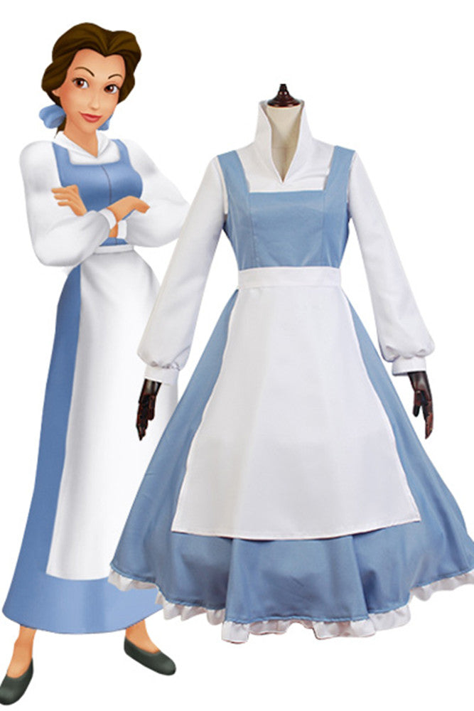 Beauty and Beast  the Maid Gown Apron Dress Outfit Cosplay Costume