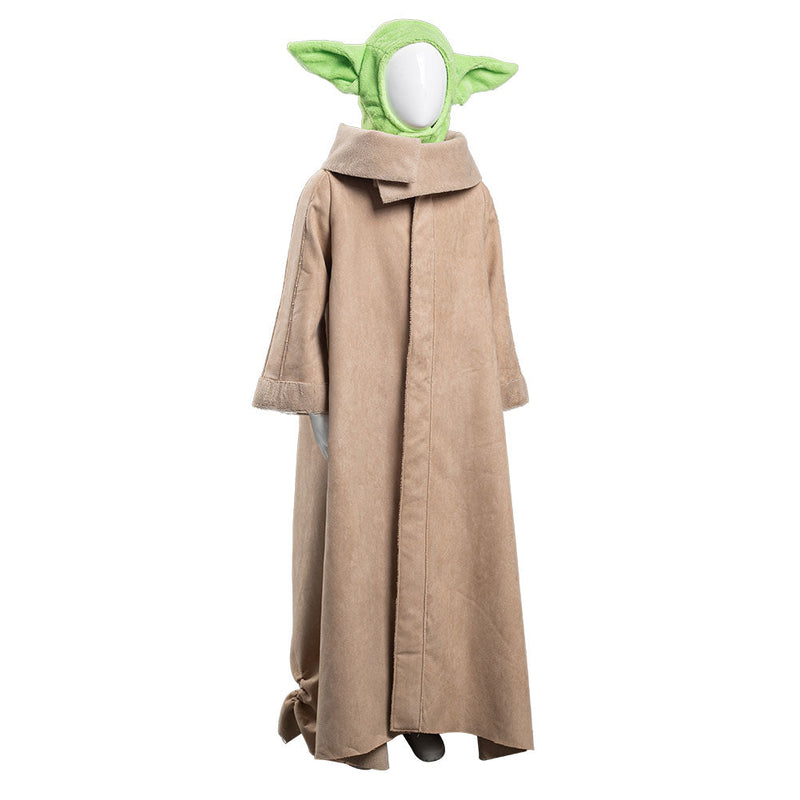 The Mandalorian -Baby Yoda Robe Hat Outfits Halloween Carnival Suit Cosplay Costume For Kids