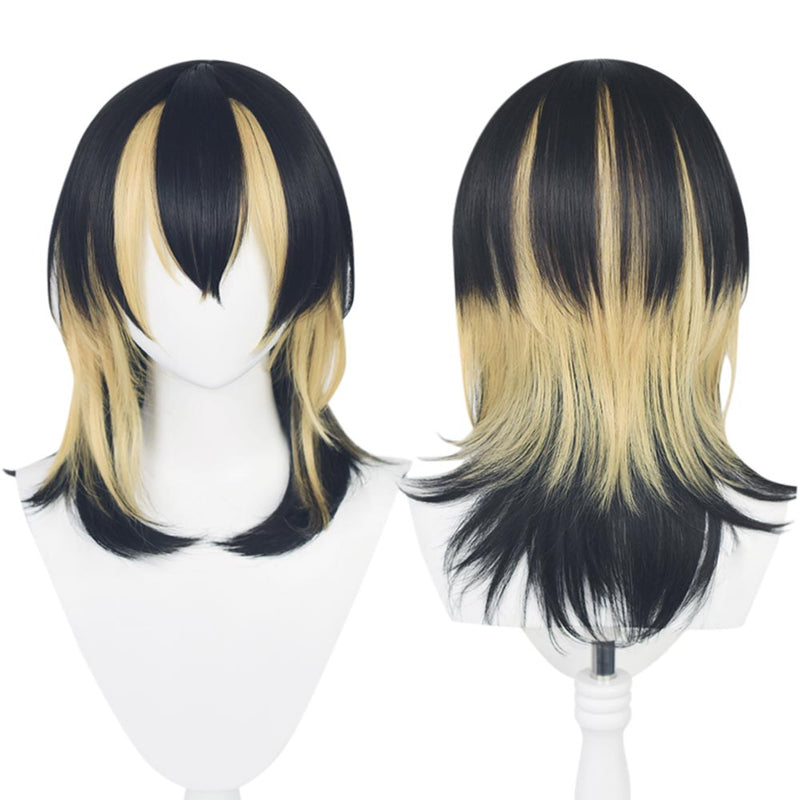 Tokyo Revengers Haitani Ran Cosplay Wig Black Golden Hair Halloween Party Props