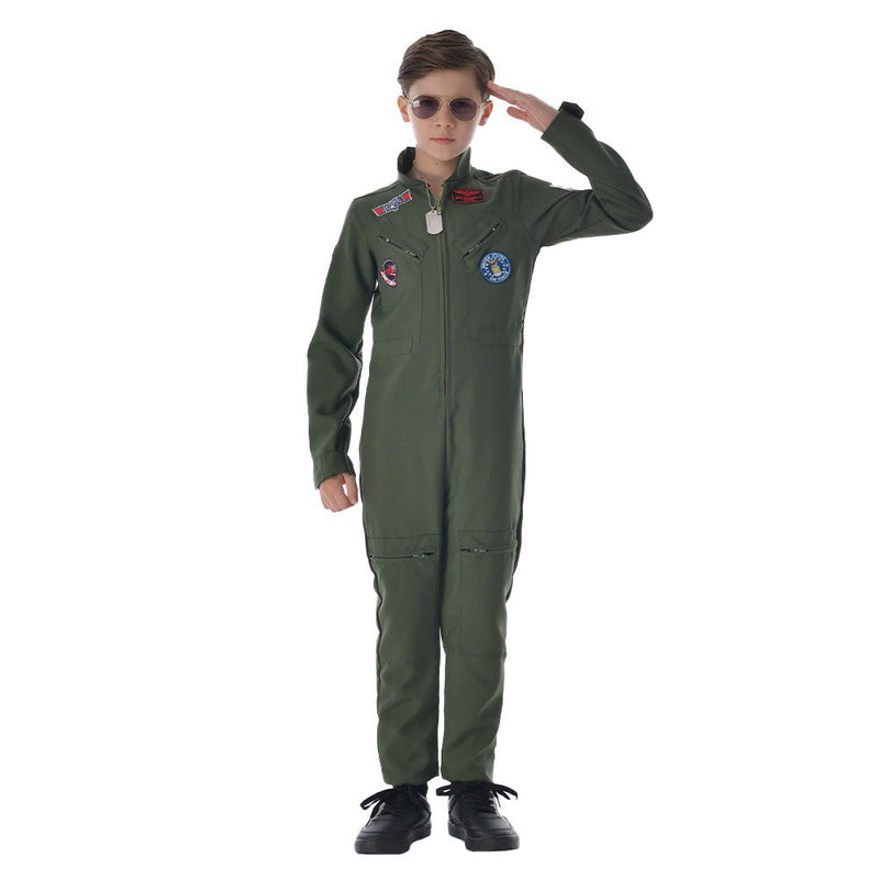 Kids Top Gun Cosplay Costume Pilot Outfits Halloween Carnival Suit