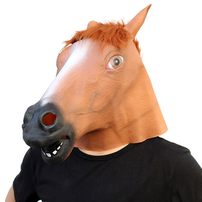 Halloween Horse Head Adult Latex Helmet Funny Headgear Cosplay Accessories