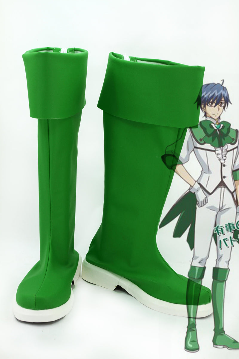 Cute High Earth Defense Club LOVE! Defense Club Atsushi Kinugawa Dark Green Boots Cosplay Shoes