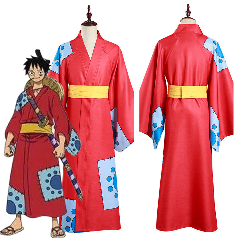 One Piece Wano Country Monkey D. Luffy Kimono Outfits Halloween Carnival Suit Cosplay Costume