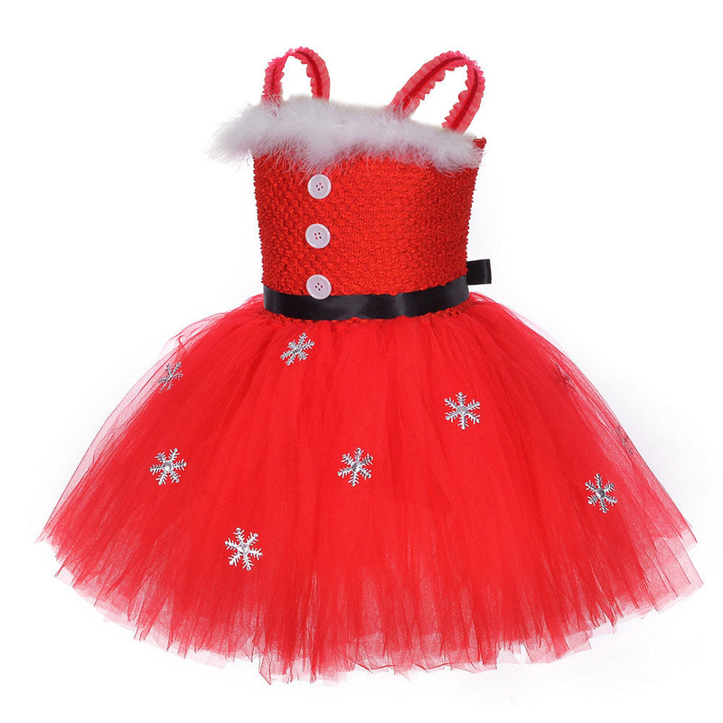 Kids Children Christmas Cosplay Costume Red Dress Outfits Halloween Carnival Suit