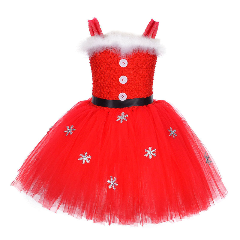 Kids Children Christmas Cosplay Costume Red Dress Outfits Halloween Carnival Suit