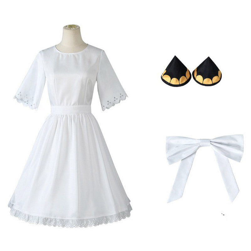 Spy Family Anya Forger Cosplay Costume White Dress Halloween Carnival Suit