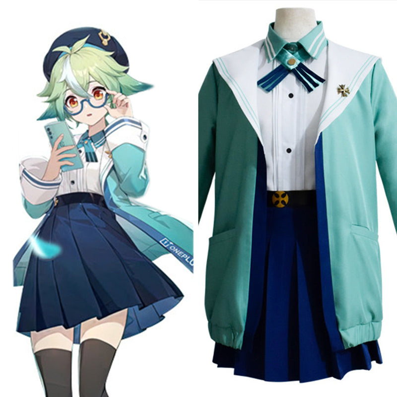 Genshin Impact Sucrose JK Uniform Cosplay Costume Outfits Halloween Carnival Suit