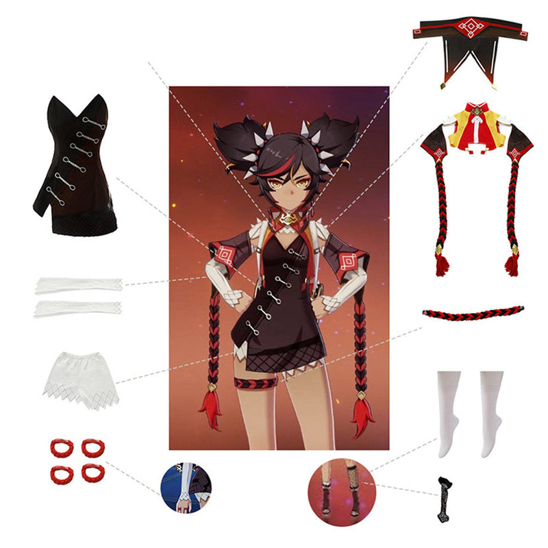 Game Genshin Impact Xinyan Dress Outfits Halloween Carnival Suit Cosplay Costume