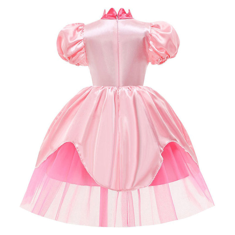 Kids Children Princess Peach Cosplay Costume Mesh Dress Outfits Halloween Carnival Suit