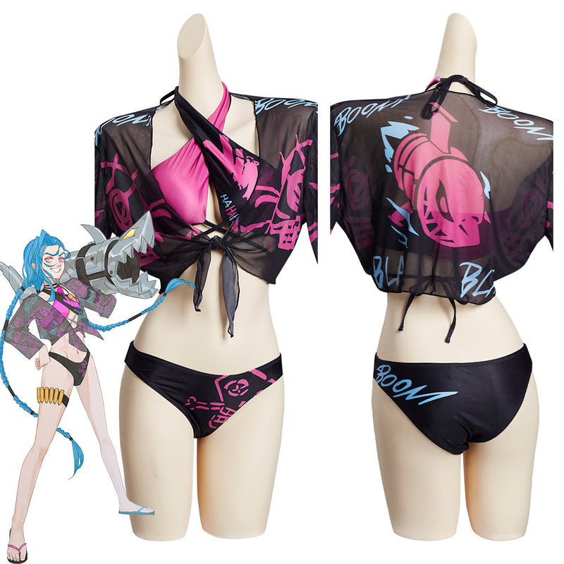 League of Legends LoL Jinx Original Designers Top and Shorts Swimming Suit