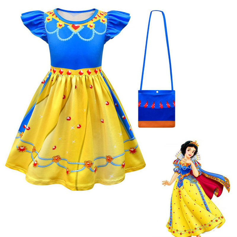 Children Girls Snow White Cosplay Costume Dress Bag Outfits