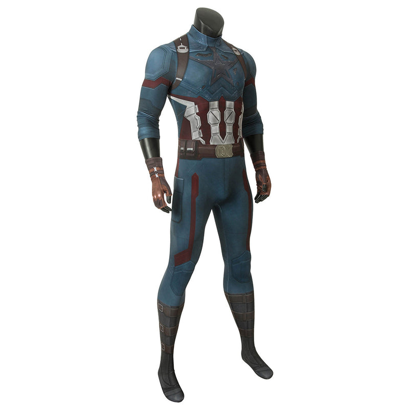 Captain America（Infinity War）Steven Rogers Cosplay Costume Jumpsuit Outfits Halloween Carnival Suit