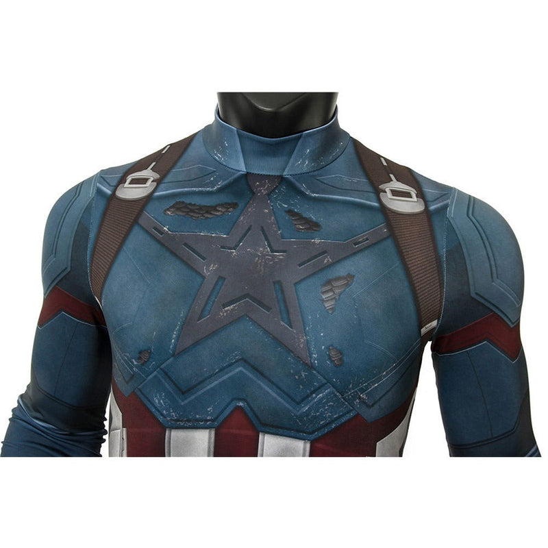 Captain America（Infinity War）Steven Rogers Cosplay Costume Jumpsuit Outfits Halloween Carnival Suit