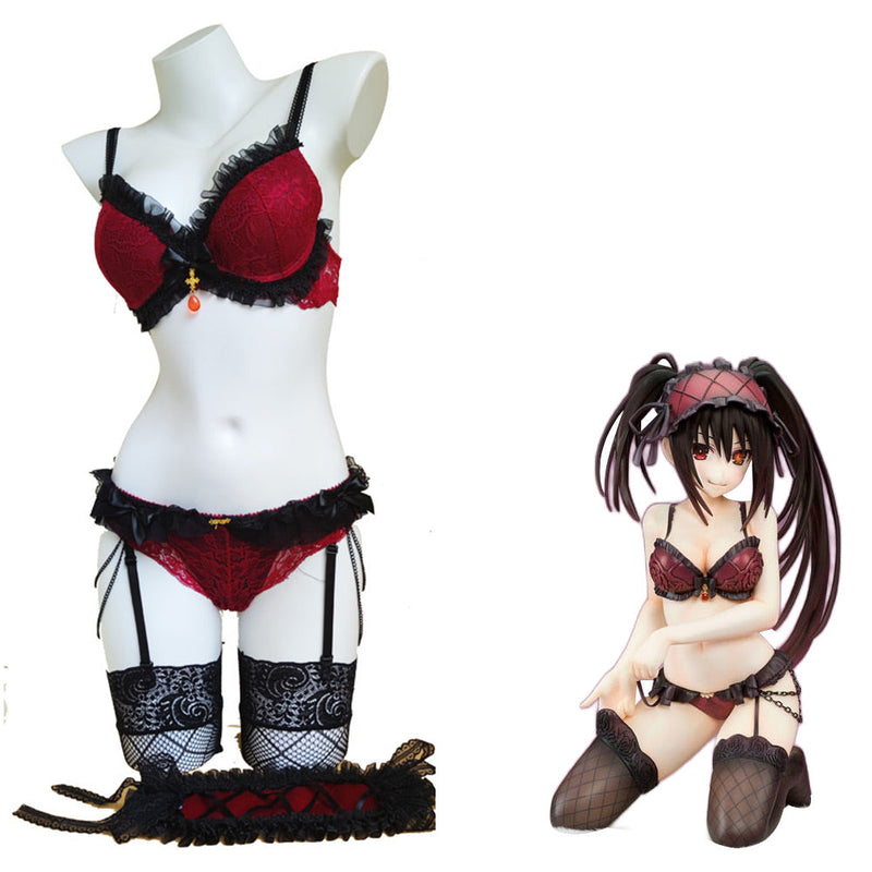 DATE A LIVE/DATE A BULLET Kurumi Tokisaki Red Lingerie Set Cosplay Costume Outfits Halloween Carnival Suit