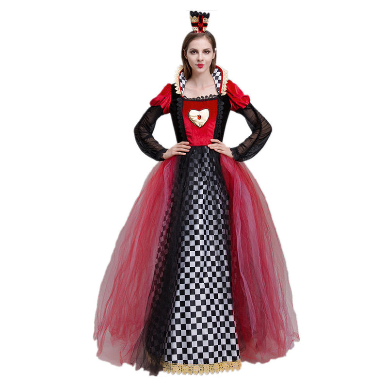 Queen Of Hearts Red Queen Alice in Wonderland Cosplay Costume Outfits Halloween Carnival Suit