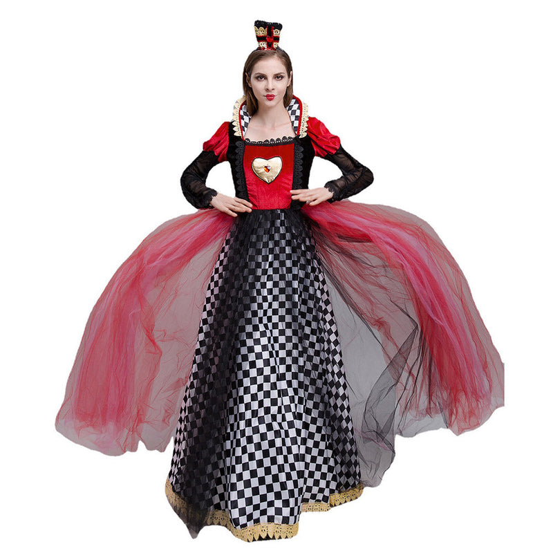 Queen Of Hearts Red Queen Alice in Wonderland Cosplay Costume Outfits Halloween Carnival Suit