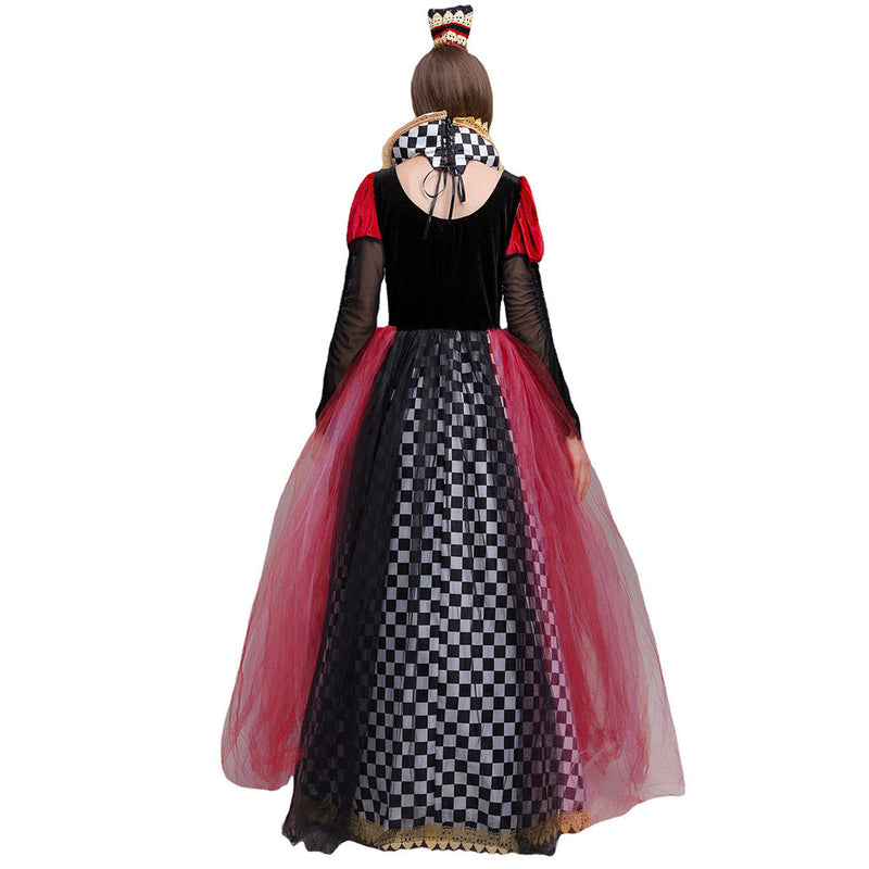 Queen Of Hearts Red Queen Alice in Wonderland Cosplay Costume Outfits Halloween Carnival Suit