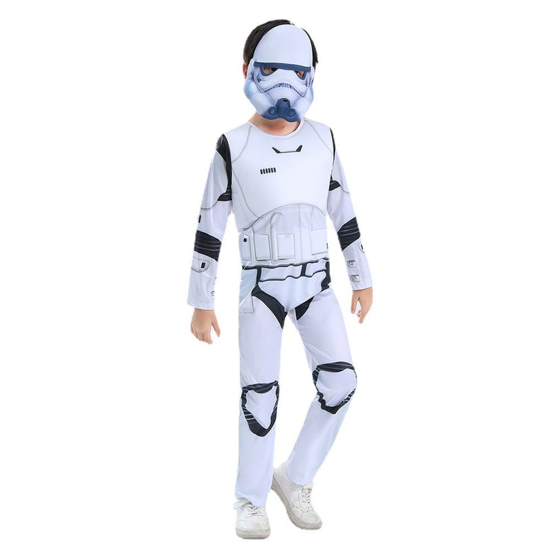 Kids Star Wars white Solider Cosplay Costume Jumpsuit  Mask Outfits Halloween Carnival Suit