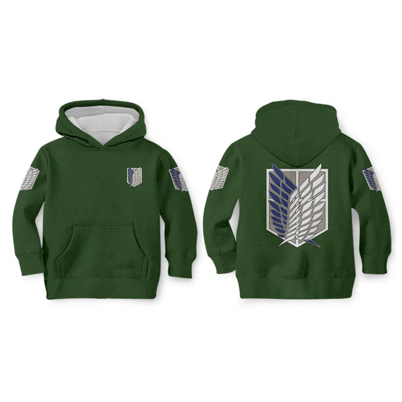 Kids Attack on Titan Hoodies Streetwear Autumn Winter Coat Survey Corps Cosplay Pullover Hoodie Sweatshirt