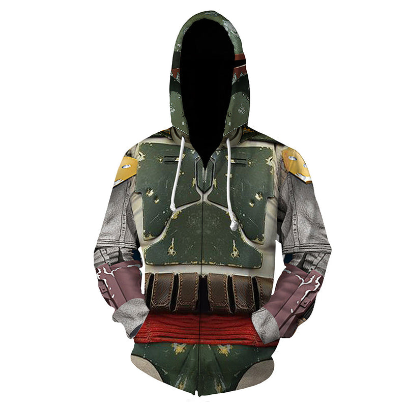 Unisex Star Wars Hoodies 3D Print Zip Up Sweatshirt Outfit Boba Fett Cosplay Casual Outerwear