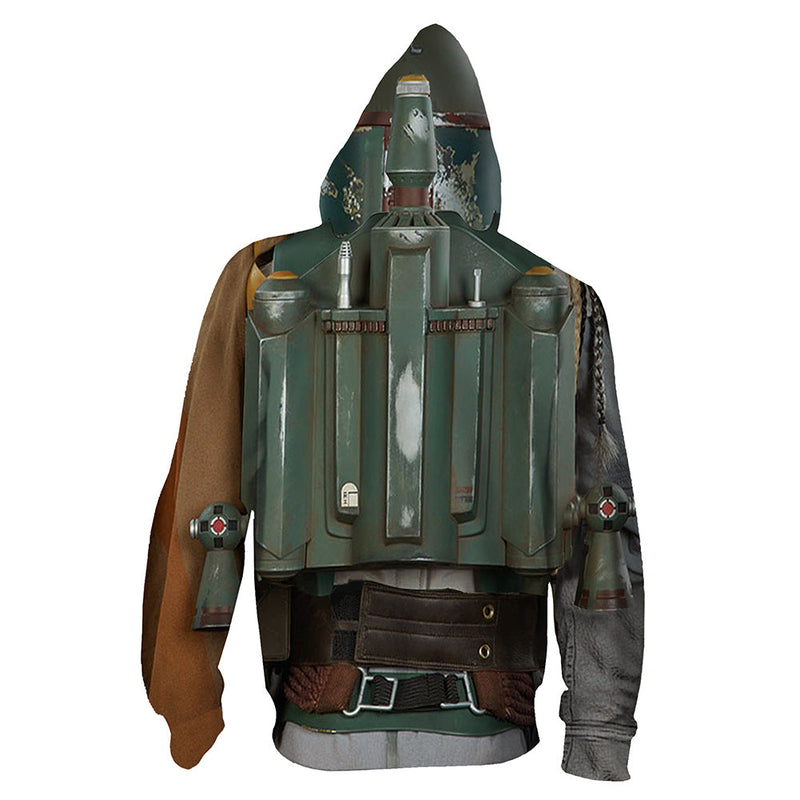 Unisex Star Wars Hoodies 3D Print Zip Up Sweatshirt Outfit Boba Fett Cosplay Casual Outerwear