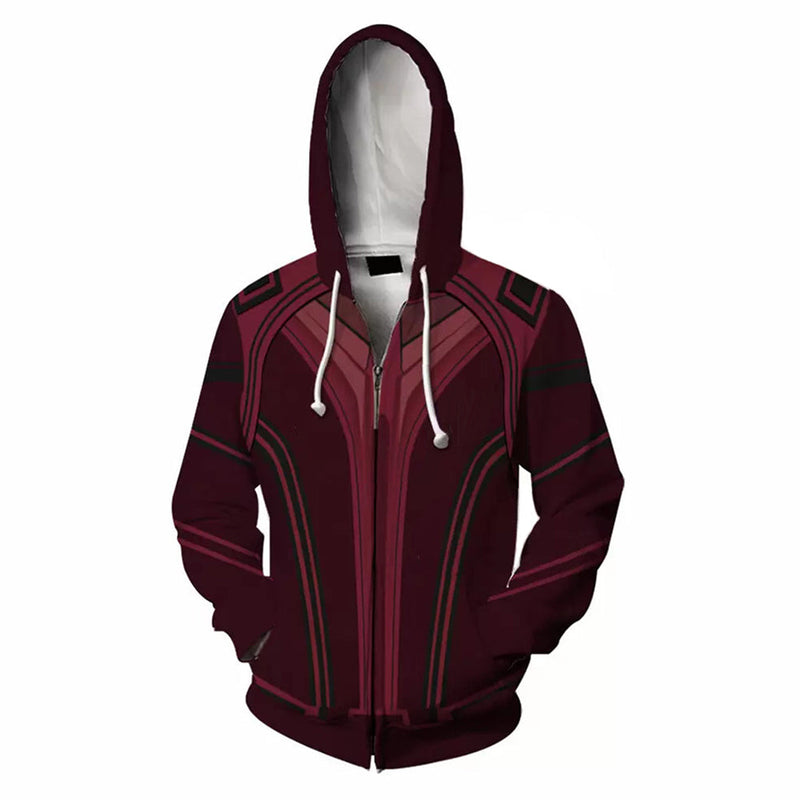 Scarlet Witch Wanda Cosplay Hoodie Sweatshirt Casual Zip Up Jacket Coat