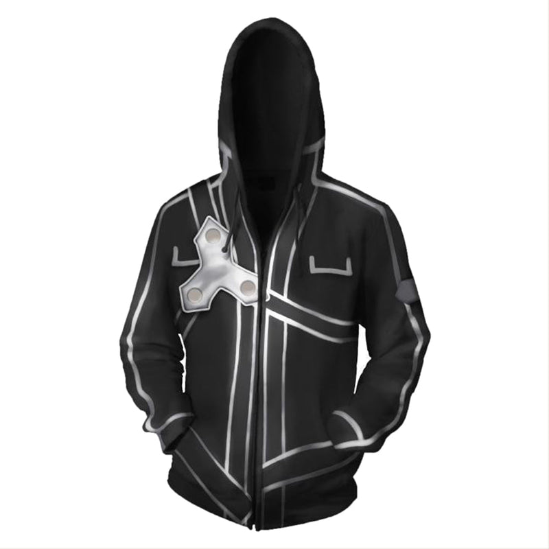 Sword Art Online Costume Halloween Anime Cosplay Zip Up Jacket Pullover Hoodie