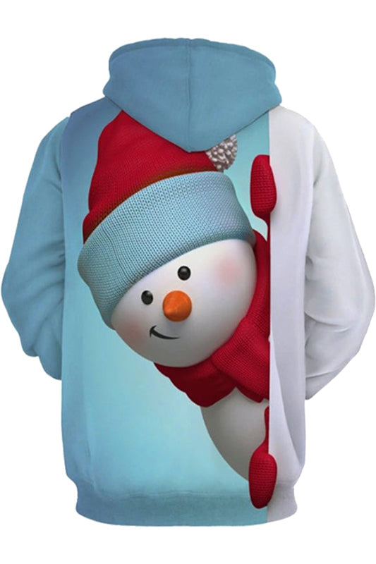 Chirstmas Hoodie Snowman Pattern Pullover Sweatshirt