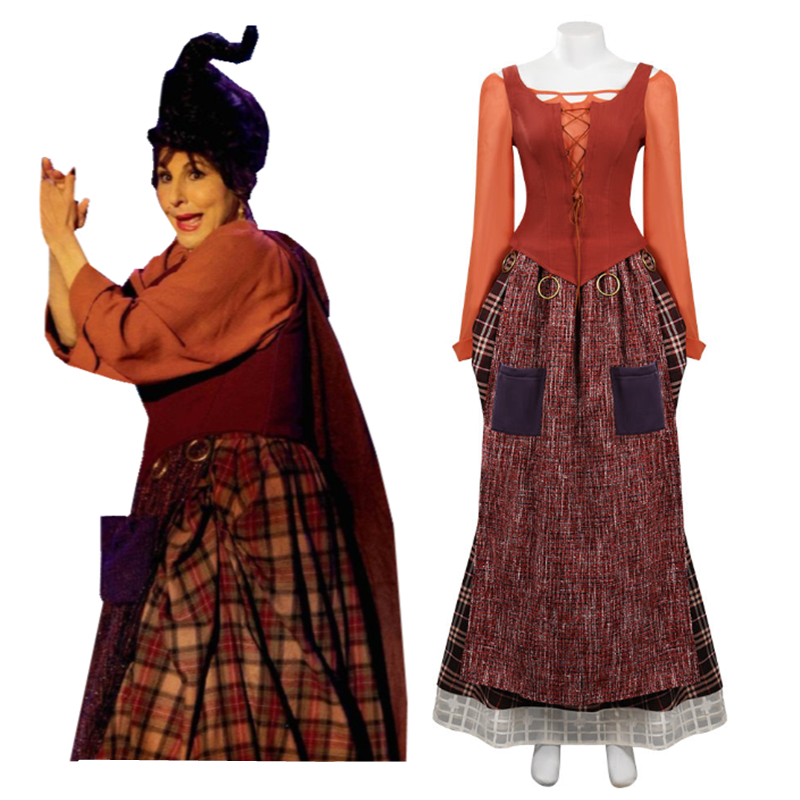 Adult Kids Hocus Pocus 2：Mary Sanderson Cosplay Costume Outfits Halloween Carnival Suit