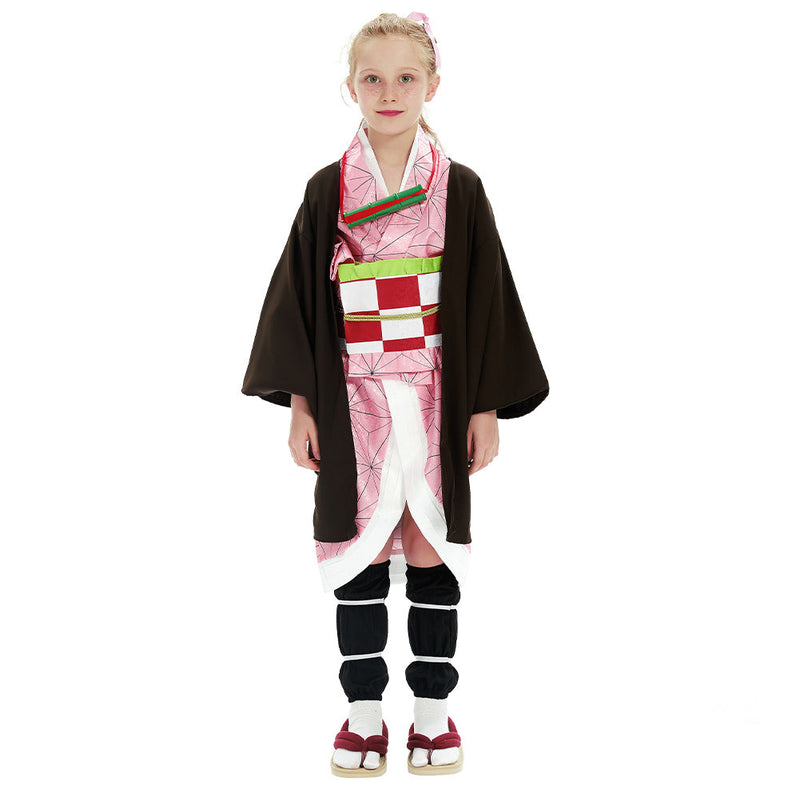 Demon Slayer: Kimetsu no Yaiba Kamado Nezuko Kids Kimono Anime Cosplay Costume