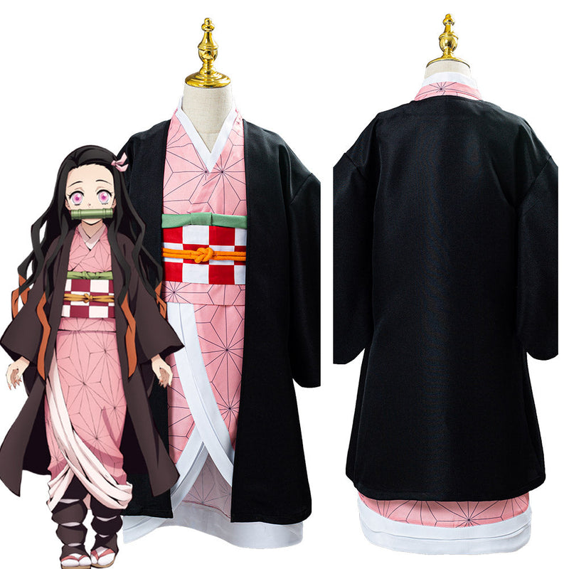 Kids Children Demon Slayer Kimetsu no Yaiba Kamado Nezuko Uniform Outfit Anime Cosplay Costume