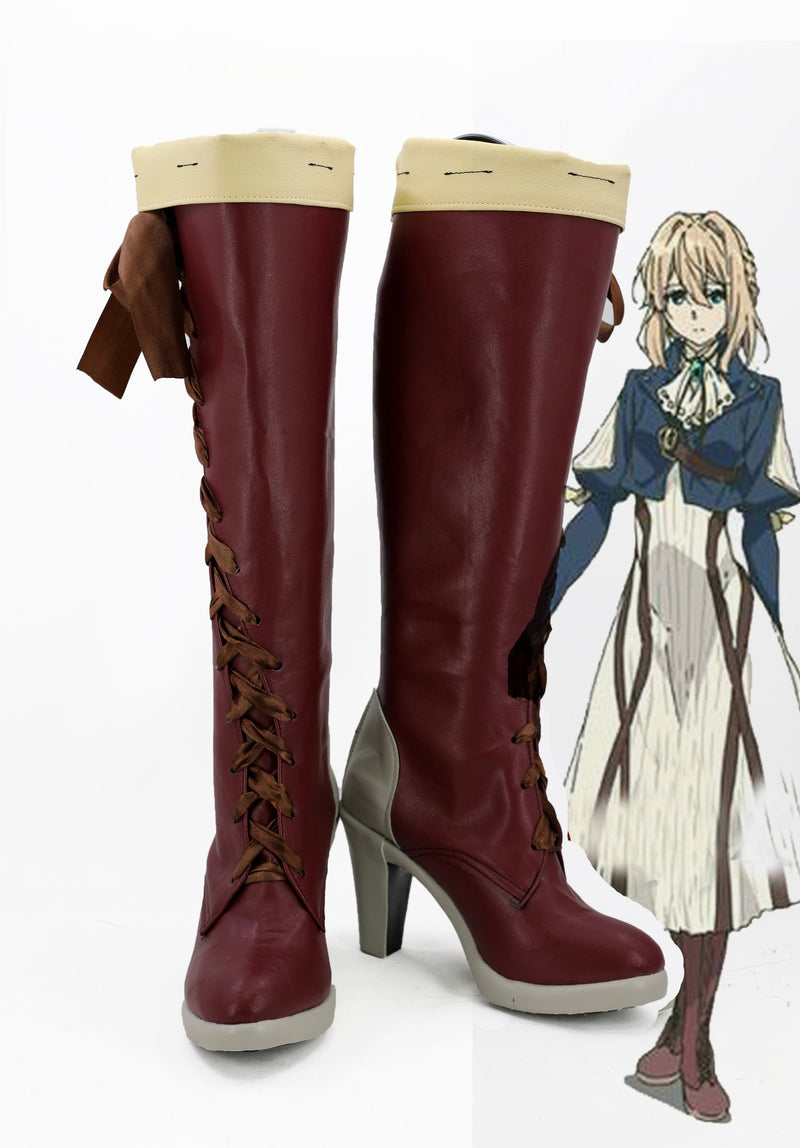 Violet Evergarden Violet Cosplay Shoes Boots Custom Made Red 2